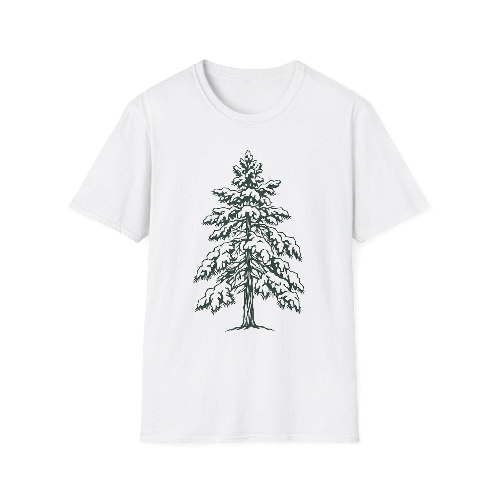 Snowy Pine Tree T-Shirt | Hand-Drawn Winter Nature Tee S