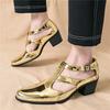 Summer Gladiators Pointed Charm Gold Silver Belt Buckle Casual Shoes for Men Roman New Breathable Beach Sandals Outdoor Slippers
