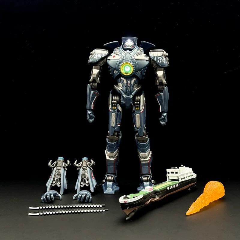 Robot de Science-Fiction Gipsy Danger 20cm Figurine d'Action Éclairée par LED Galvanisée Multiples Accessoires Modèle Méca Jouet Collection Cadeaux