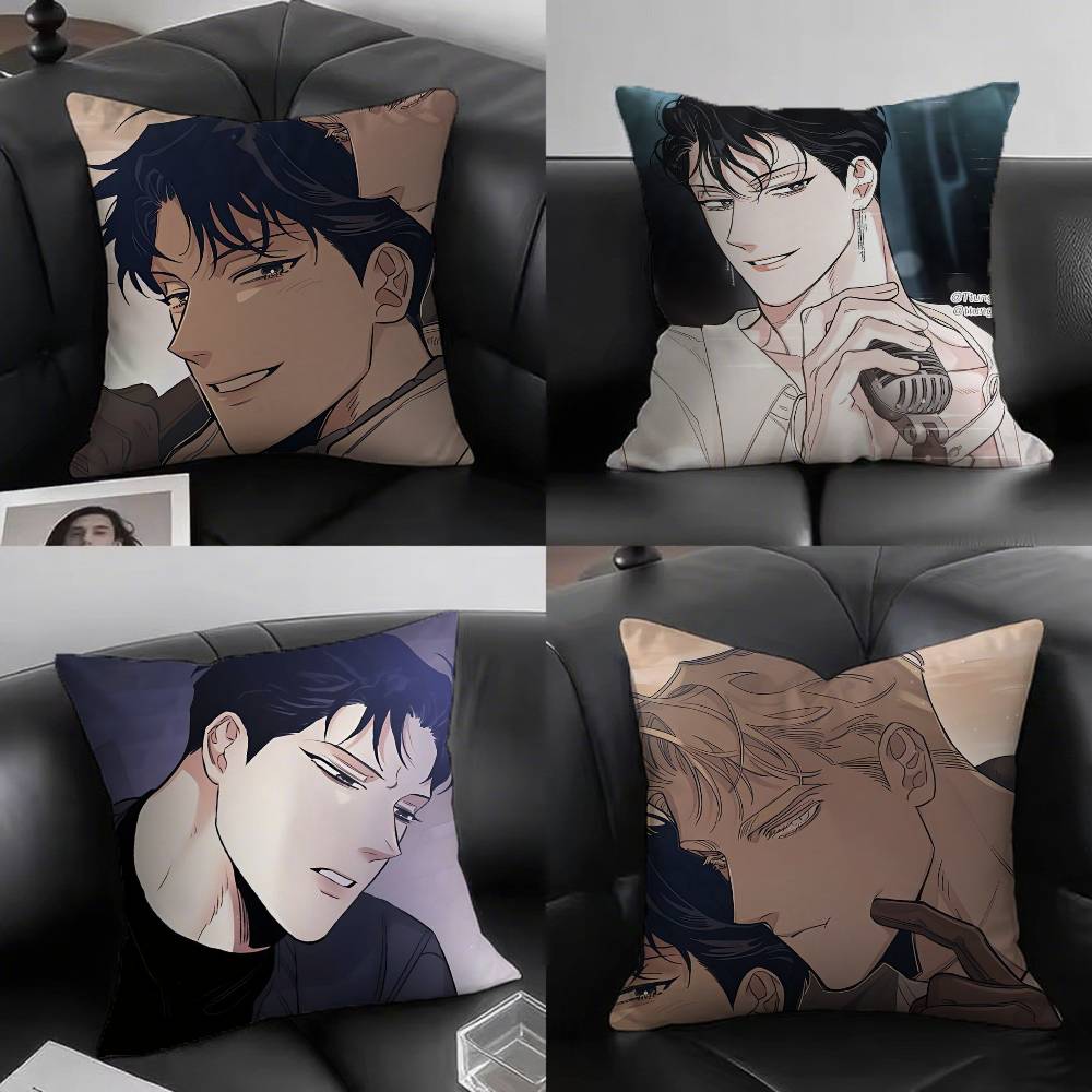Korean BL Manhwa Roses And Champagne Pillow Case Fashion Square Pillowcase Bedroom Sofa Room Ins Decoration Leisure