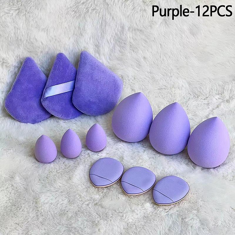 

9/12 шт. набор спонжей для макияжа Beauty Egg Soft Cosmetic Puff Foundation Sponge Powder Puff Women Makeup Accessories Beauty Tool Kit 12PCS фиолетовый