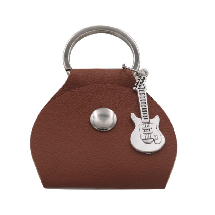 PU Leather Guitar Pick Holder Keychain Pick Cover Pouches Portable Plectrums Bag