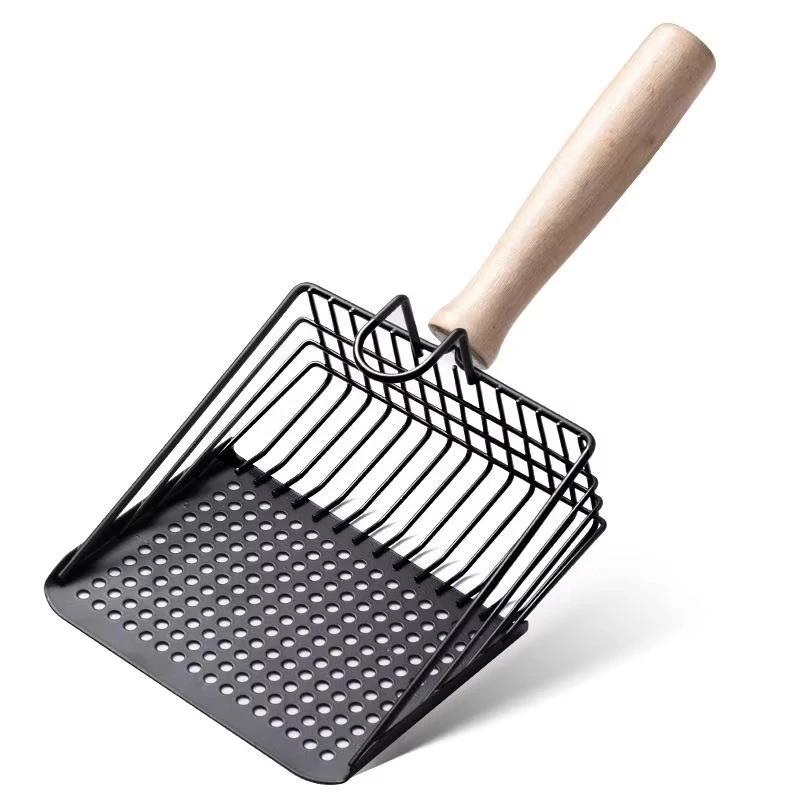 Cat Litter Scoop with Ergonomic Handle & Hook Durable Metal Fine Mesh Sifter Shovel Cat Waste Cleaning Tools for Cat Litter Box