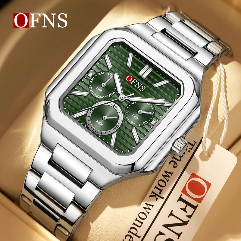 OFNS Men's Luxury Square Quartz Watch - Business Niche Design, Luminous, Waterproof.