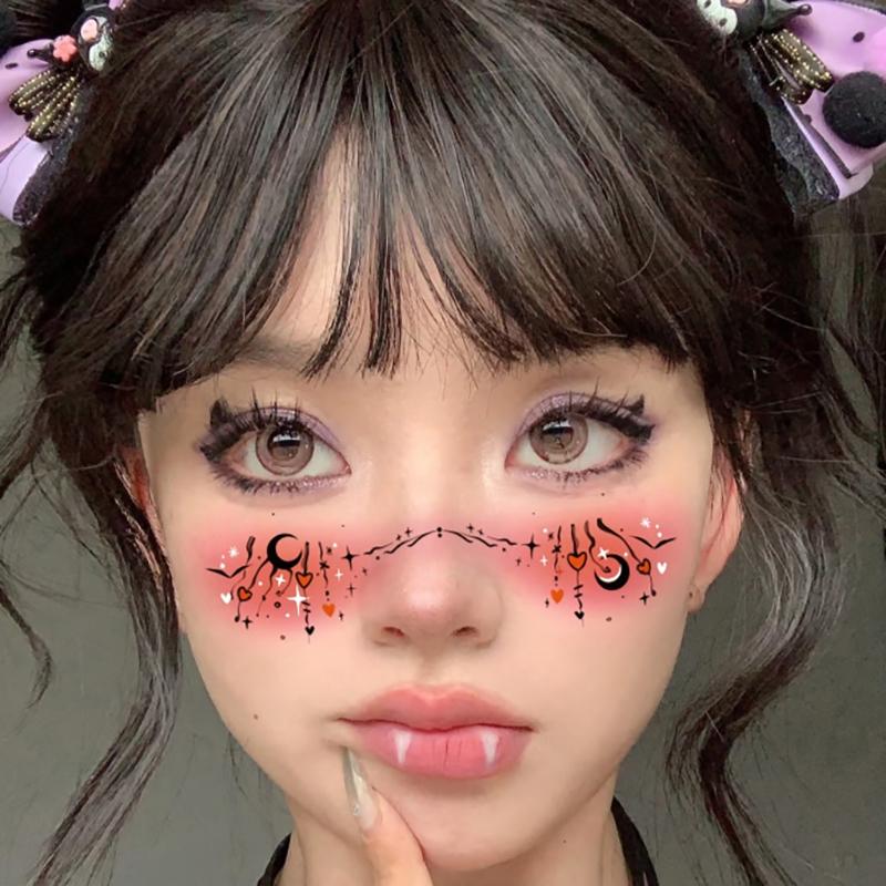 10 Stück Halloween Vampir Fledermaus Falsche Sommersprossen Temporäre Tattoo Aufkleber Für Kind Frau Heißfolienprägung Sommersprossen Make-up Party Gesichts-Make-up