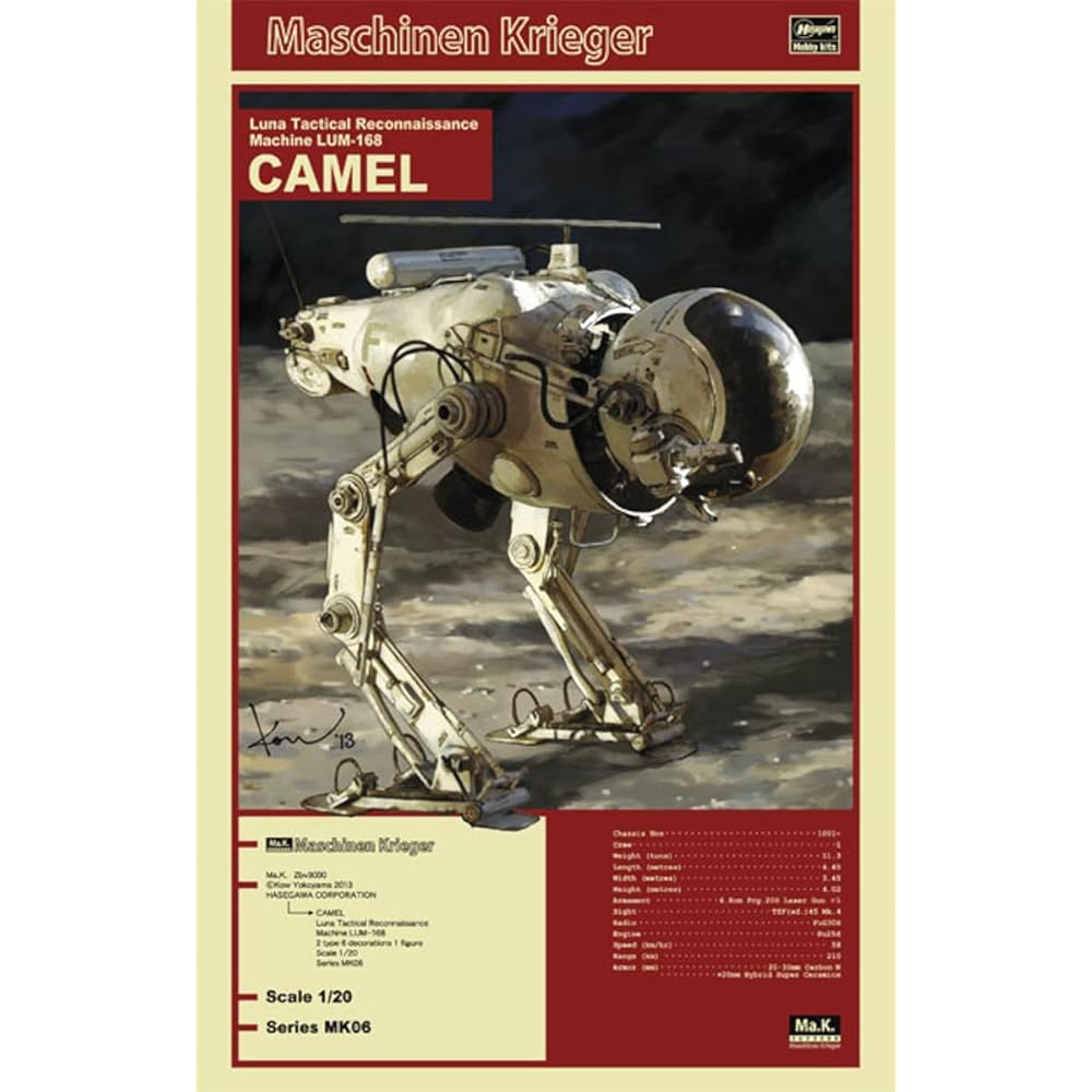 Hasegawa Maschinen Krieger LUM-168 Tactical Reconnaissance Vehicle Camel 1/20 Scale Plastic Model Kit