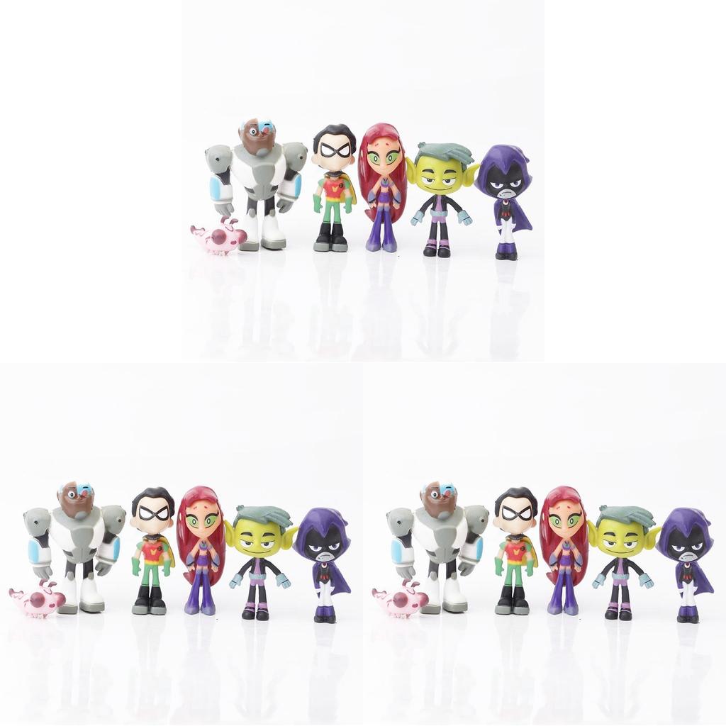 Vibrant Teen Titans Go Anime Figures With Robin Raven Beast Boy Starfire