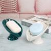 NEW 1PC Ceramic Leay Shower Soap Holder Bathroom Suppliesaf Shape Box Water Guide Hole Dish Storage Plate Tr