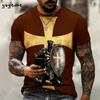 Vintage Templerritter 3D-Druck T-Shirt Kinder Sommer Kinder Kurzarm-T-Shirt Jungen und Mädchen T-Shirts Streetwear Y2k Kleidung