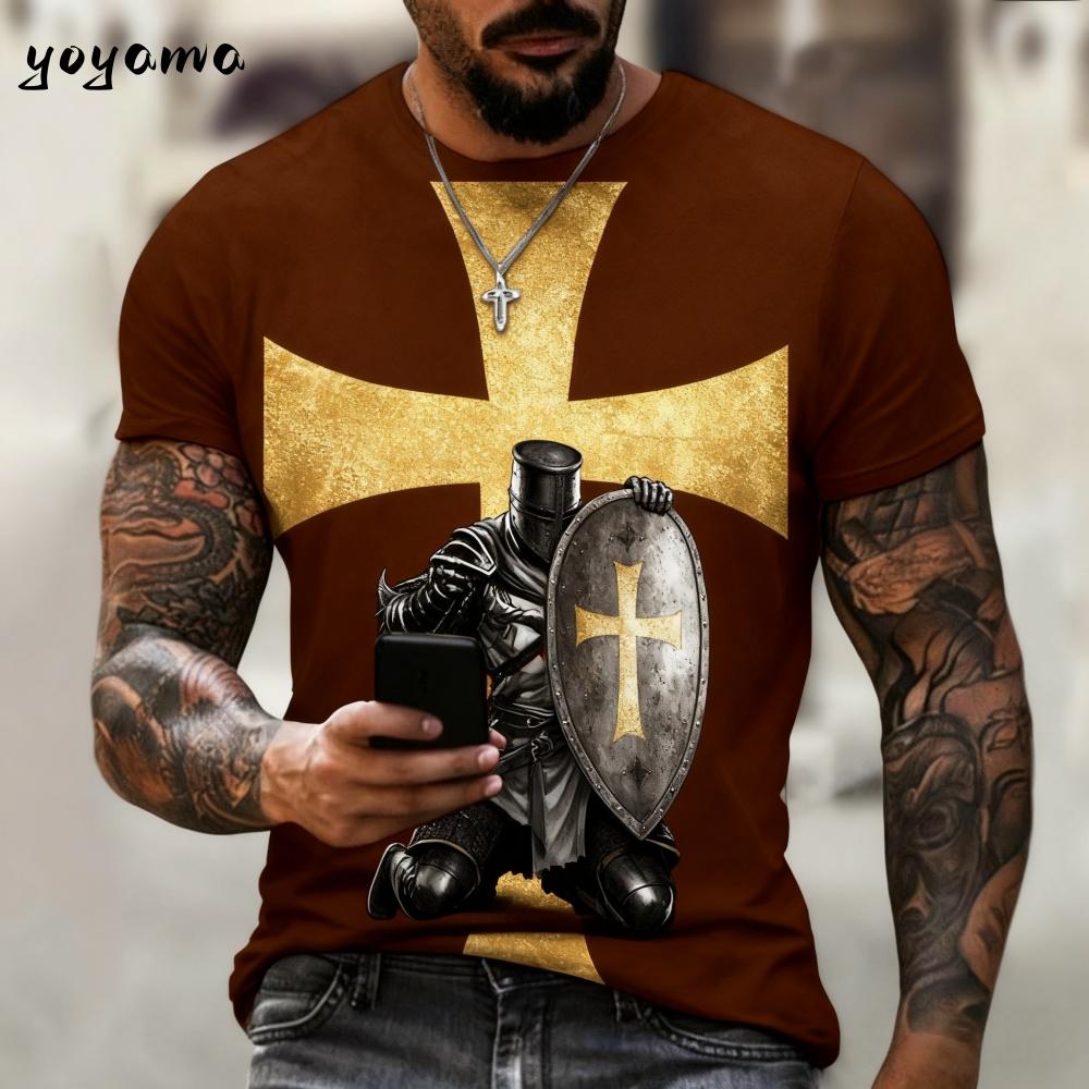 Vintage Templerritter 3D-Druck T-Shirt Kinder Sommer Kinder Kurzarm-T-Shirt Jungen und Mädchen T-Shirts Streetwear Y2k Kleidung