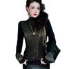 Brilliant Fireworks Women's Rhinestone Long Sleeve Fleece Top - Slimming, Versatile, and Warm for Autumn/Winter