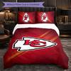 Set Biancheria da Letto in Microfibra con Fantasia Kansas City Chiefs 3 Pezzi Copripiumino Decorativo per Camera da Letto Uso Domestico