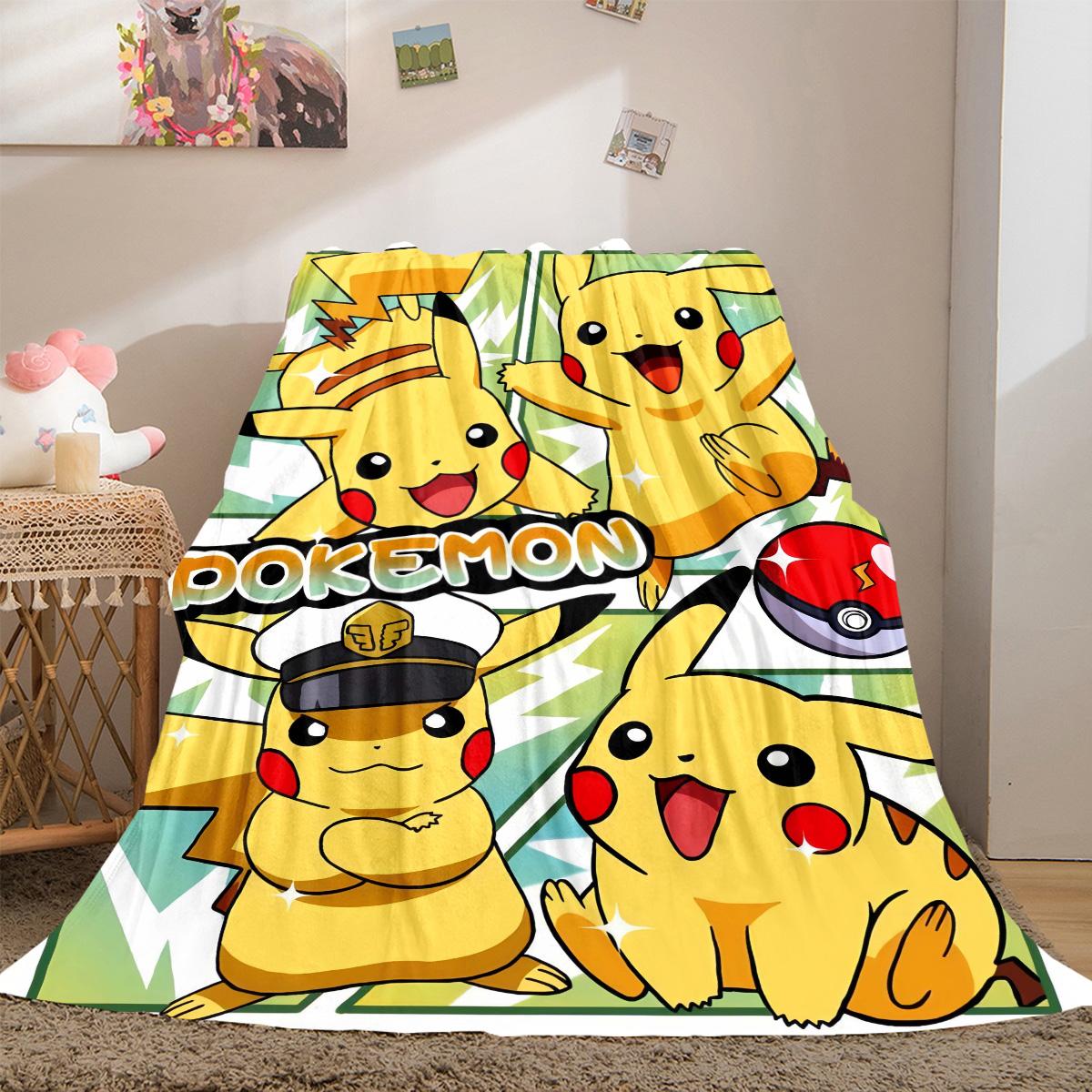 

Pikachu Luxury Flannel Lightweight Blanket Home Decor Sofa Bed Travel Cover Family Gift For All-Season LXR114 75x90cm
