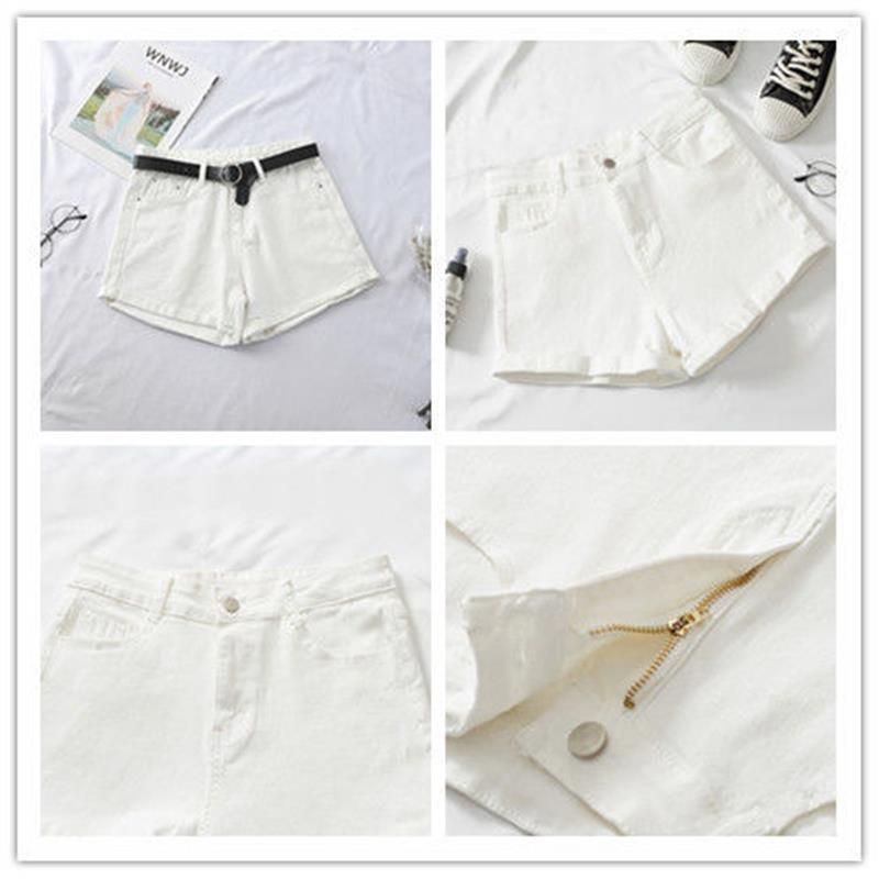 Dámské džínové šortky s vysokým pasem áčkového střihu - ohrnuté, volný střih, korejský styl na léto