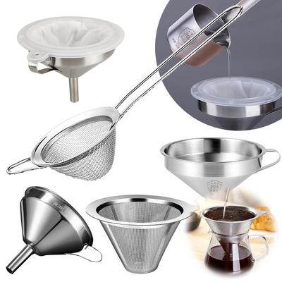 1pc 100/120/200/300/400/450 Mesh Nylon Filter Stainless Steel Funnel For Fruit Milk Traditional Chinese Medicine Oil White Wine