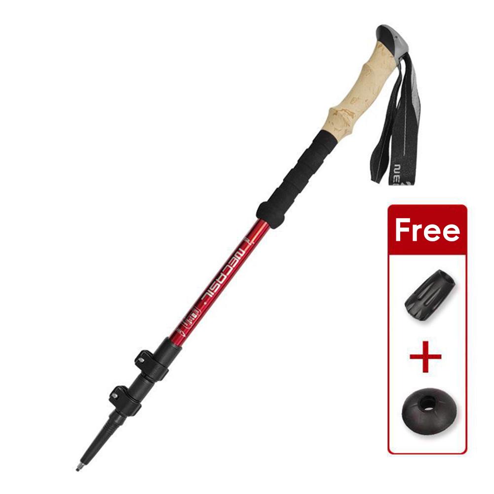 Складной треккинговый шест для походов, ультралегкий, с амортизацией, телескопическая палка для ходьбы, треккинга, альпинизма красный