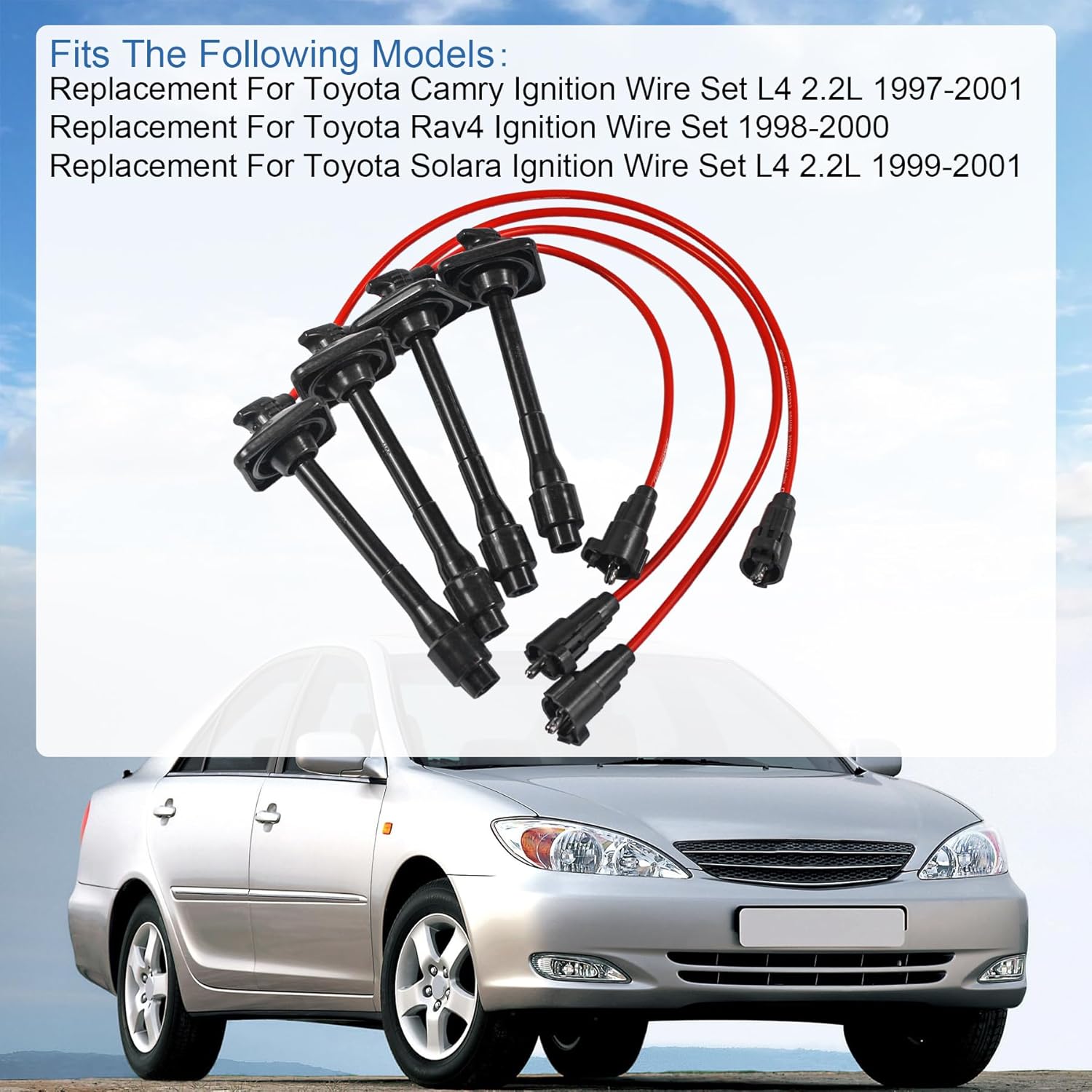 JDMSPEED New Ignition Spark Plug Wires Set Replacement for Toyota Camry Solara Rav4 2.2L 1997-2001