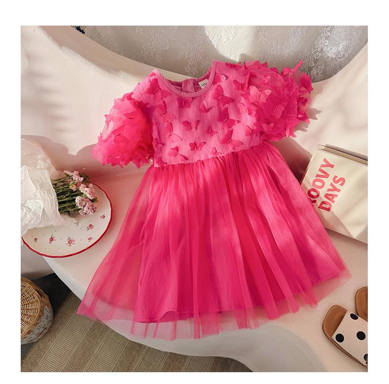 Girl's Tulle Princess Dress with Butterfly Puff Sleeves