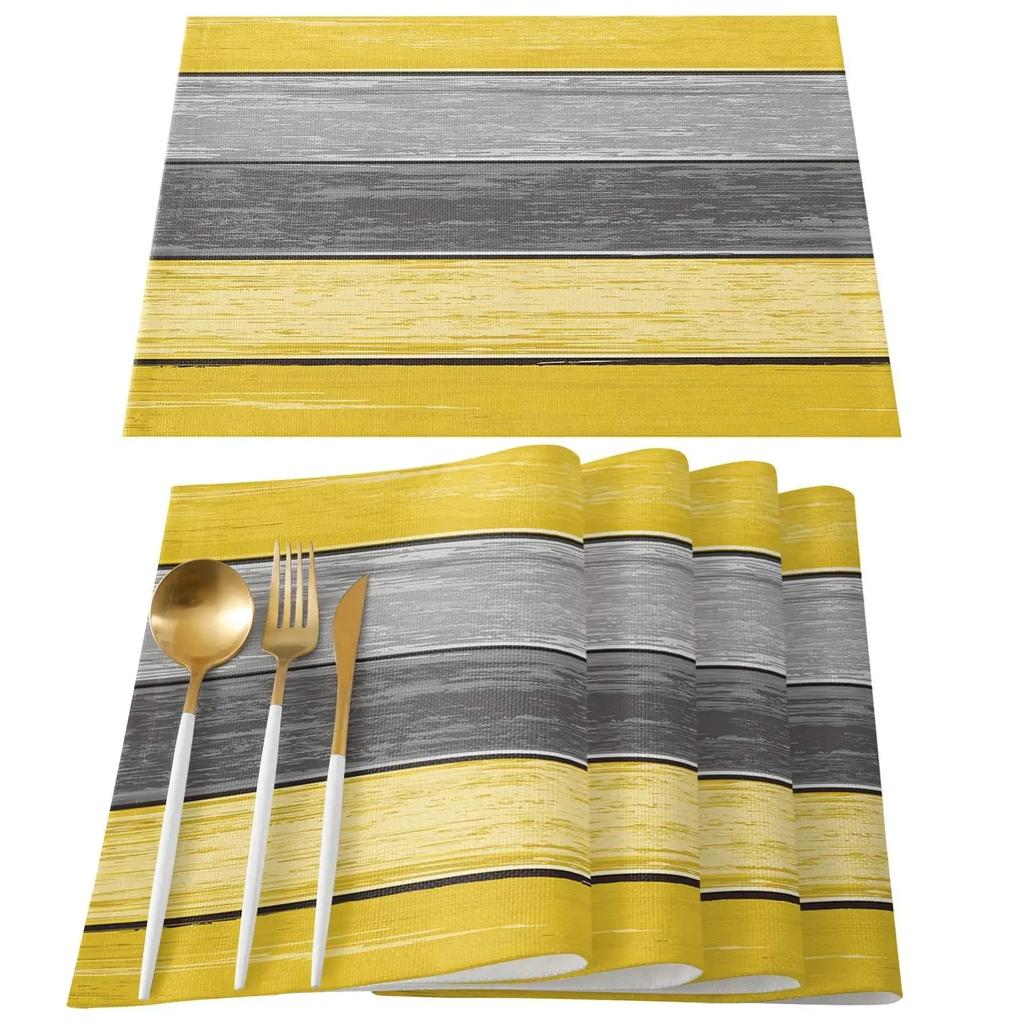 4/6pcs Linen Table Mat Non-Slip Bowl Pad Coaster Set Washable  Dining Table Placemats Retro Rustic Home Decoration Accessories