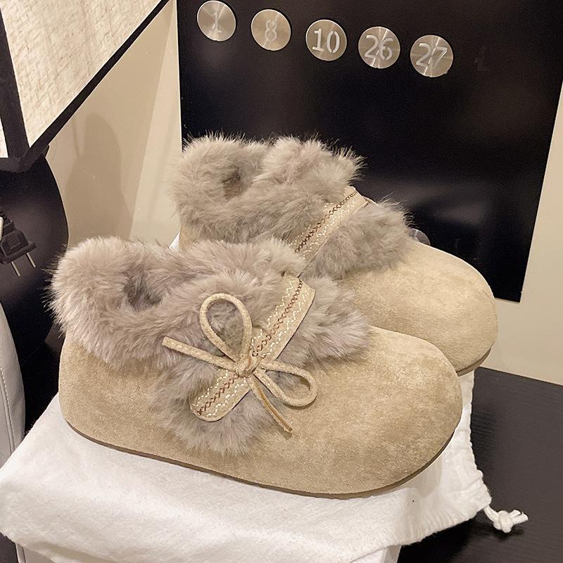 Women's fur one thick bottom heightening winter lightweight padded warm snow boots non-slip wear casual sneakers fur cotton shoes