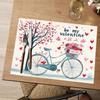 1pc/4pcs/6pcs Valentine'S Day Bicycle and Heart Tree Pattern Placemats | Polyester Rectangular Tabletop Protector, Machine Washable