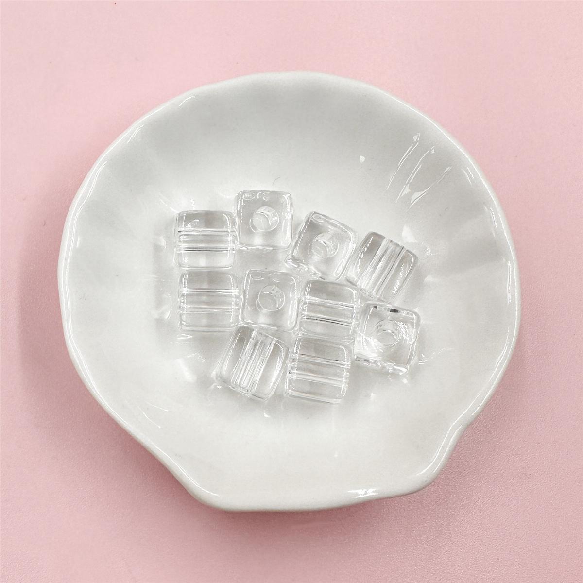 

10 мм 10 шт. квадратной формы акриловые бусины-разделители ярких цветов для изготовления ювелирных изделий, материалы из бисера, ювелирные аксессуары about 10mm прозрачный