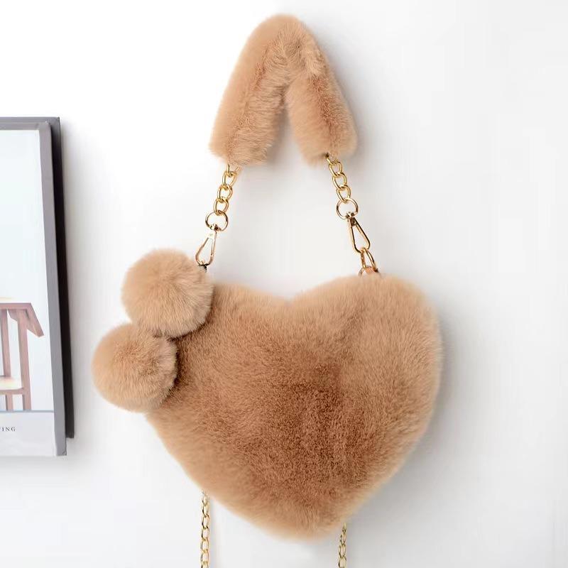 Winter new versatile love bag ball bag fluff bag women's autumn and winter handbag chain bag