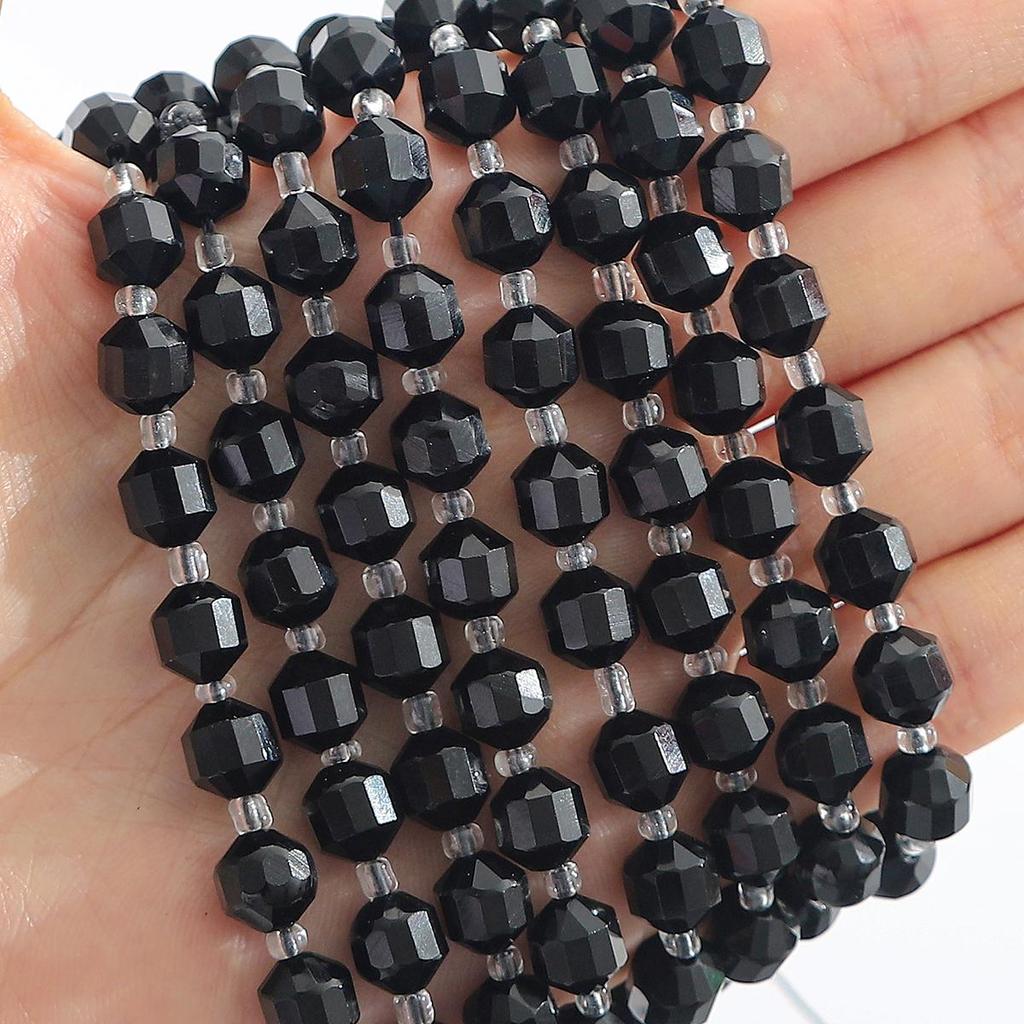 Faceted Natural Stone Spacer Beads, 8/10mm 15” Strand Loose Beads for DIY Jewelry