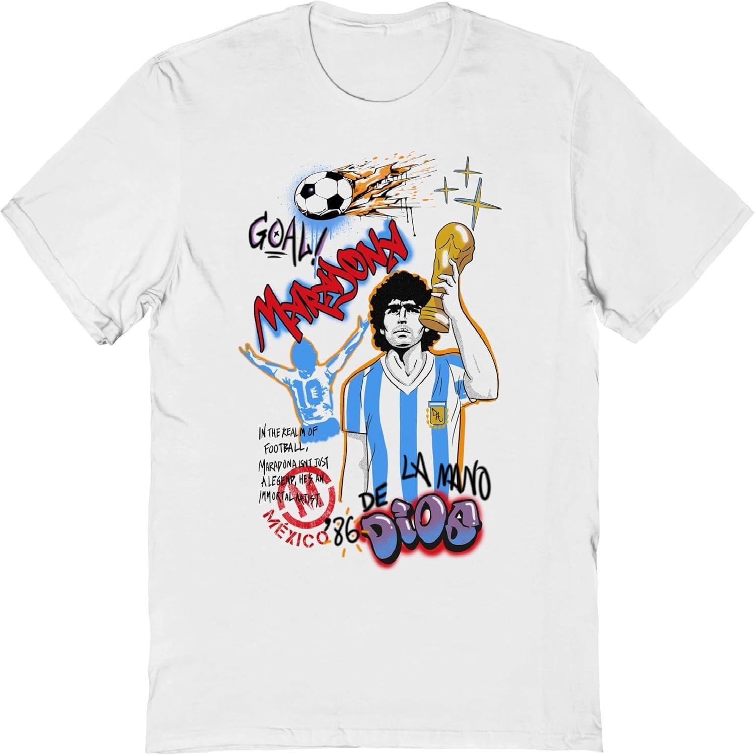 

Diego Maradona T Shirt Graffiti Print Adult Short Sleeve Argentine Footballer Icon Soccer Graphic Tees XXXXXL різнокольоровий