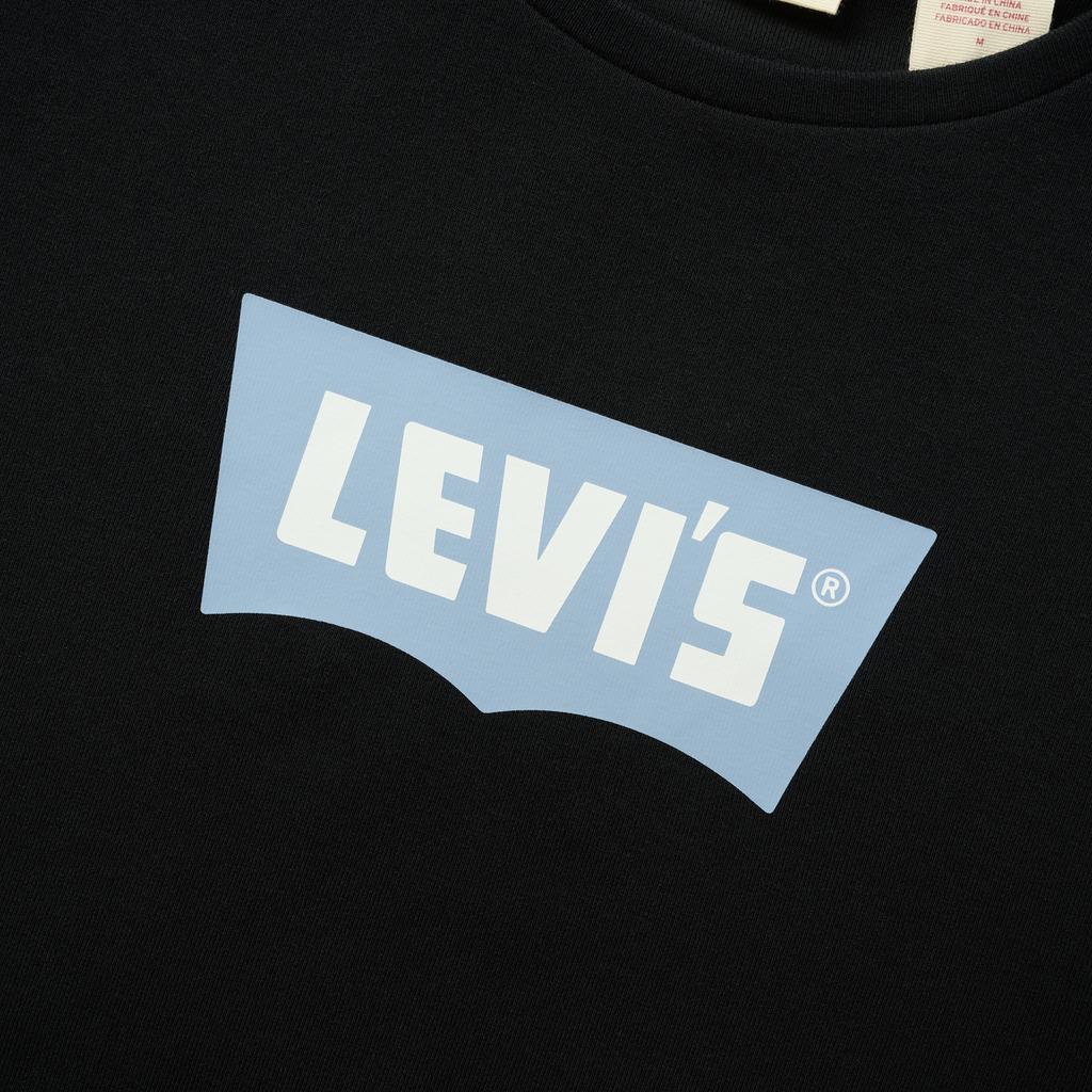 Levis Casual Versatile Slim Fit Logo Print Ribbed Round Neck Short Sleeve T-Shirt Women T-Shirts Black 003SN-0001