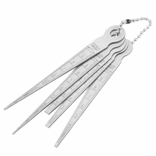 Pomya High-Quality Stainless Steel Welding Taper Feeler Gauge Ruler, 10mm Hole Inspection Tool, 5 Different Gauges