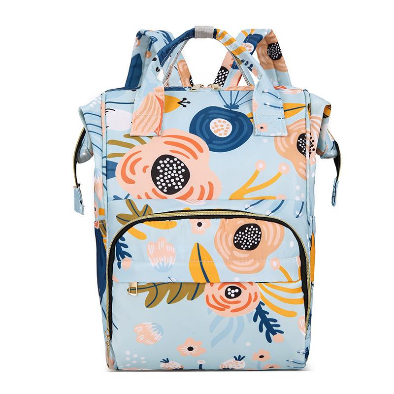 Schoolbag Floral Trend Mother and Baby Bag New Nylon Cloth Waterproof Thermal Insulation Large Capacity Mommy Bag Multi-functional Women's Backpack