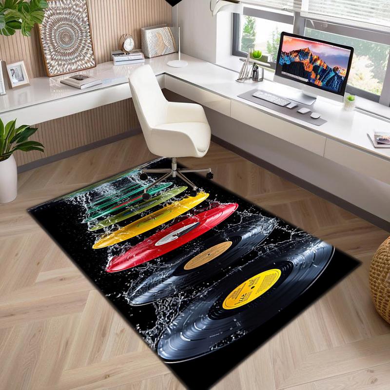 1Pc Musical elements Printed circular carpet, home door mat, outdoor travel protection carpet A7