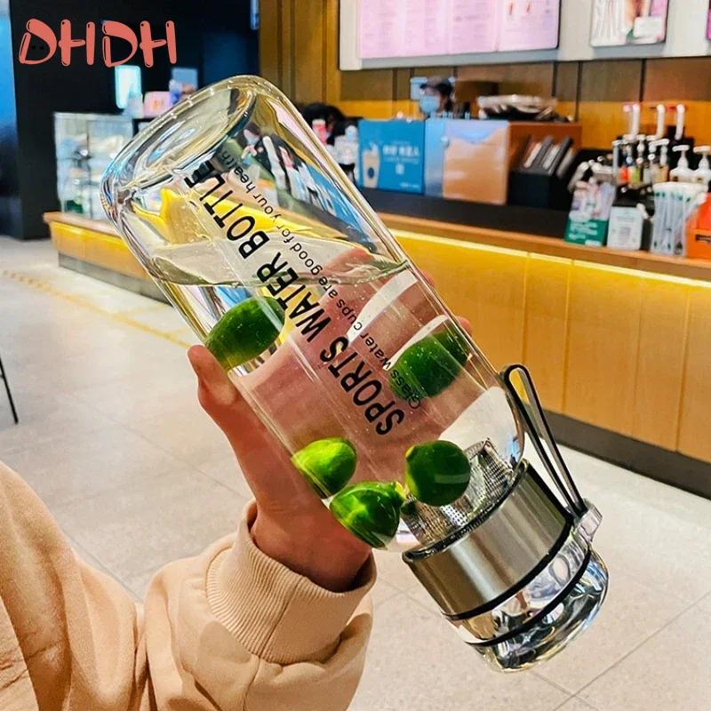 750-2000ML Große Kapazität Glaswasserflasche Transparent Milch Saft Becher für Tour Outdoor-Sport und Reise Auslaufsichere Glasflasche