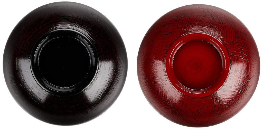 Nakatani Brothers Company Yamanaka Lacquerware Couple's Soup Bowls Brushed Pattern Negoro/Akebono W17-4