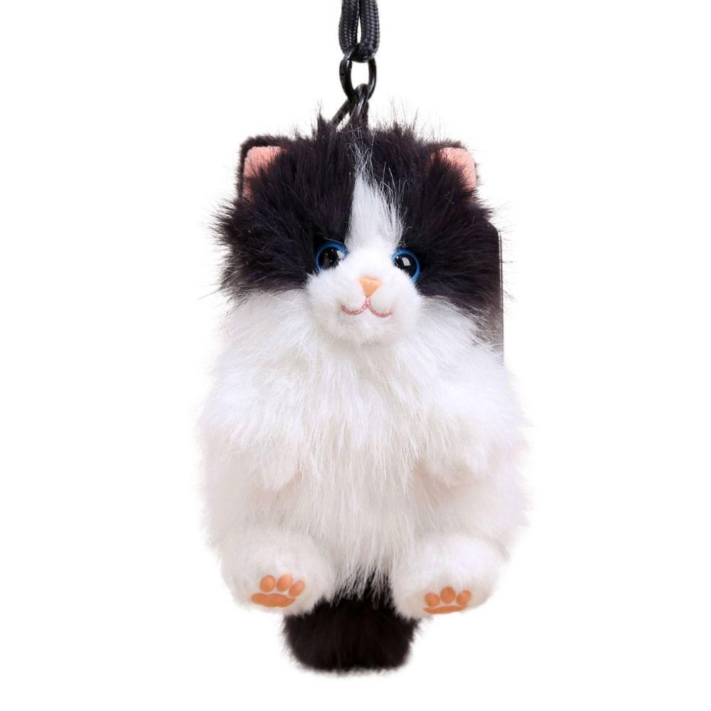 PP Cotton Plush Doll Pendant Soft Long Hair Cat Keyring Puppy Cat Plush Keychain  Girl