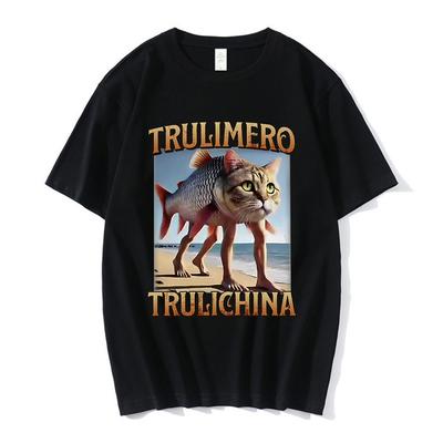 Trulimero Trulichina T Shirt Funny Cat Fish Meme Italian Brainrot T-shirt Men Women Fashion Vintage T-shirts Casual Humor Tshirt