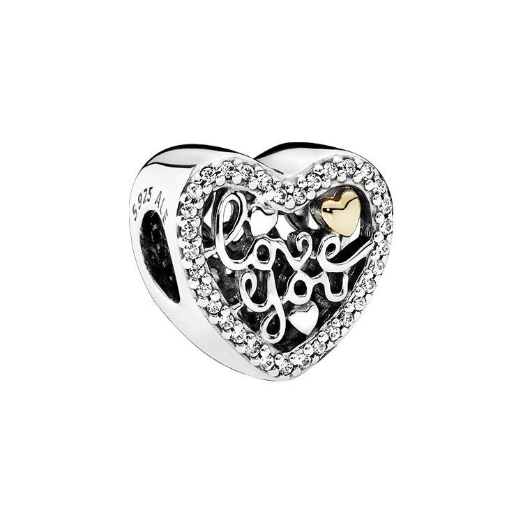 Pandora Love Words Charm Men Jewelry 792037CZ_P1 Silver,F
