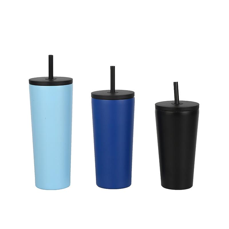 480/600ml Stainless Steel Vacuum Insulated Cup for Outdoor Camping Hiking Mountaineering Straw Drinking Sports Water Cup