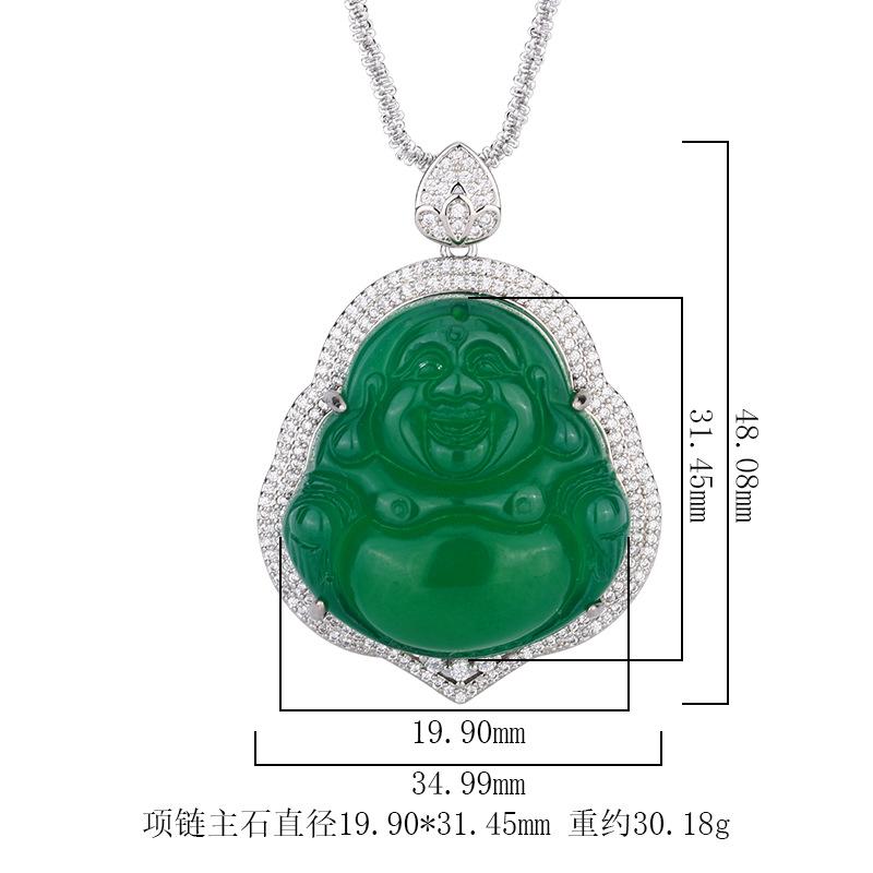 Huamei Jewelry Green Jade Marrow White Laughing Buddha Gong New Chinese Style Accessories Maitreya Goods Necklace Pendant