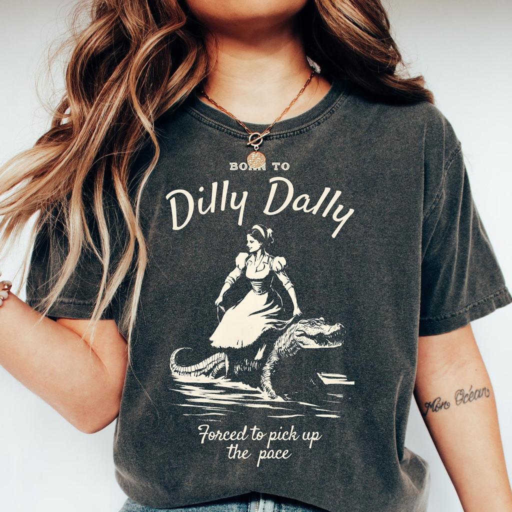 Born To Dilly Dally Shirt, Comfort Colors Florida Alligator, Funny Y2K Shirt, Gator Meme Shirt, Gift for girlfriend, Gift for Boyfriend