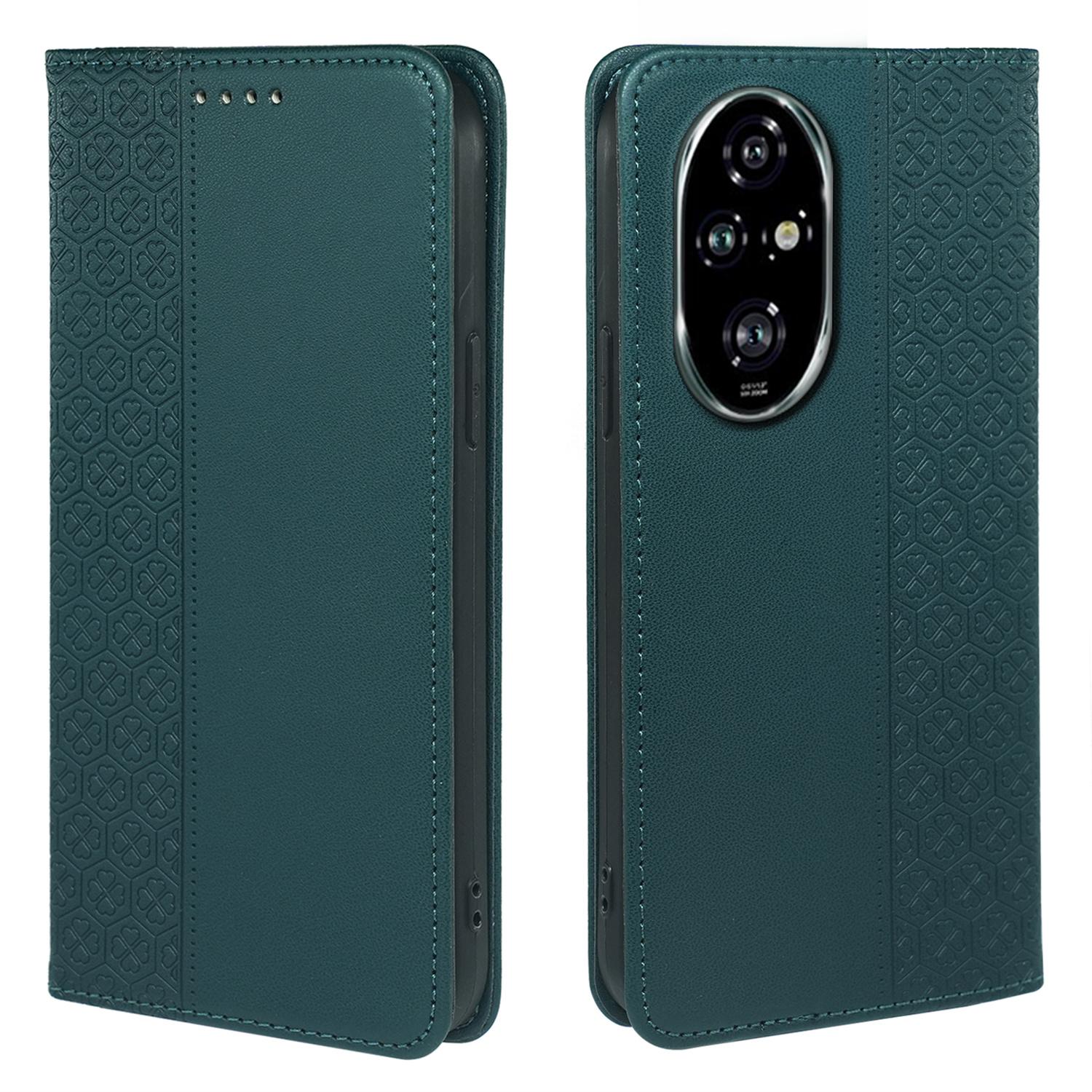 

Чехол для Honor 200 5G Кожаный чехол-книжка с четырехлистным клевером Подставка Кошелек Green