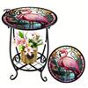 Mesa Lateral Externa Talos, Redonda Pequena Mosaico Pássaro Borboleta Acento de Pátio, Mesa de Apoio para Plantas Café Chá Interna para Quintal Varanda Jardim Sala de Estar, Quarto