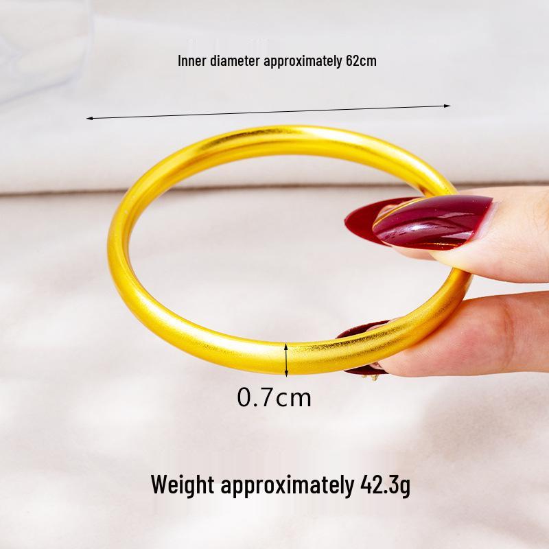 Vintage Vietnamese Sand Gold Frosted Bangle - Elegant Loach Back Design, Long-Lasting Color Jewelry.