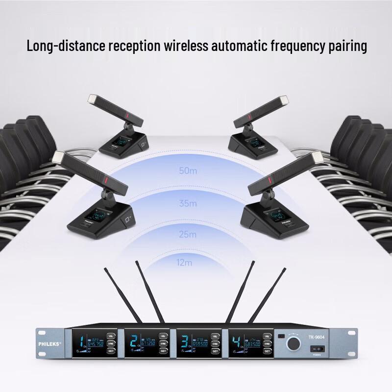 PHILEKSTK TK-9604 Professional 1-to-4 Wireless Conference Microphone System