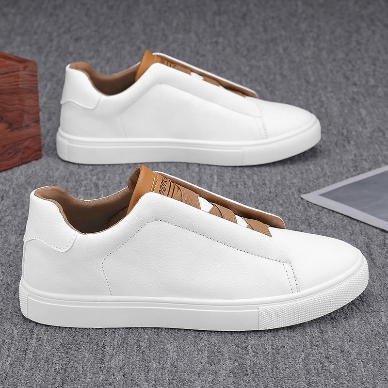 Large Size Men's Fashion Solid Color Low-top Skateboard Shoes 2025 New Lazy One-pedal Casual Leather Shoes