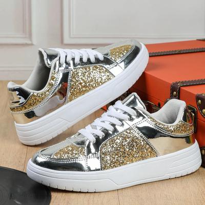 Casual Board Shoes Women Fashion Sequin Flats Breathable Walking Shoes Low-cut Daily Versatile Casual Shoes