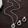 2 PCS Set Multiple Small Circle Pendant Earring Set Gold Plating Link Chain Wedding Party Jewelry Set Copper Color Stud Earring