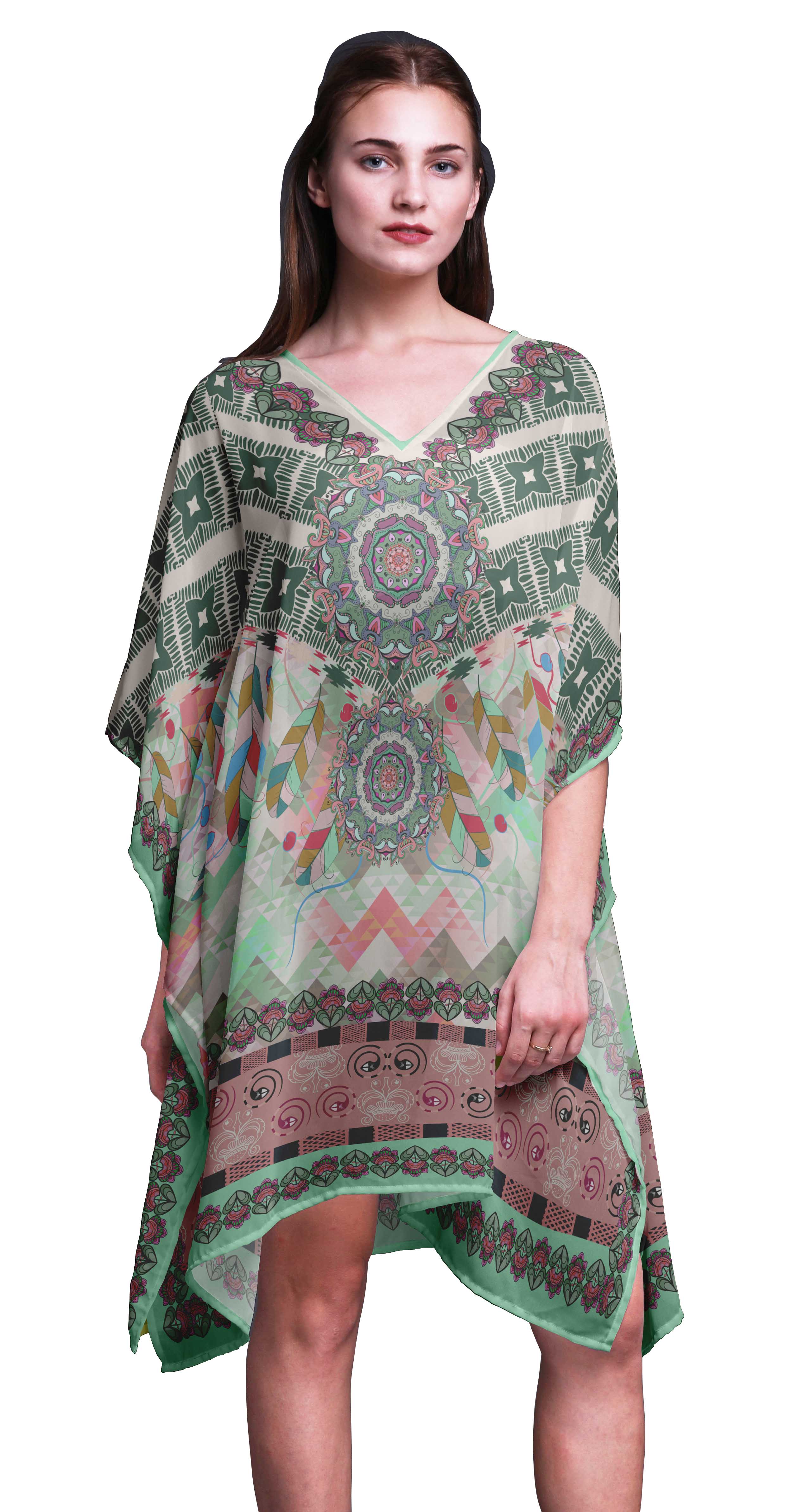 

Phagun Жіночий кафтан Святковий Loungewear Міді Сукня Beach Coverup-4X-5X XL-3X кольору морської хвилі