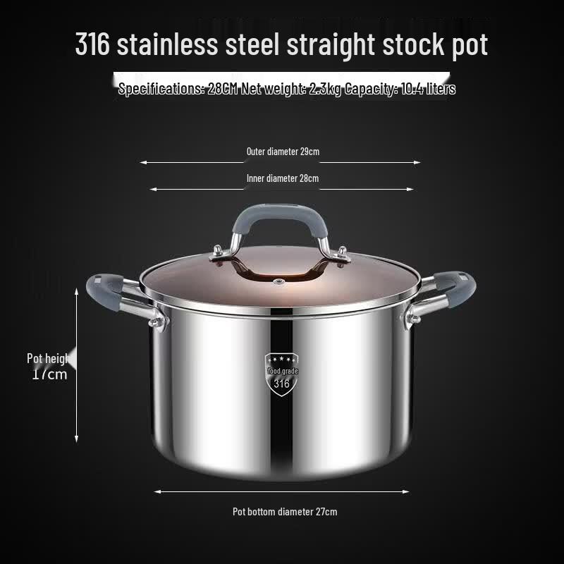 HANDUNYOU 316 Stainless Steel Soup Pot